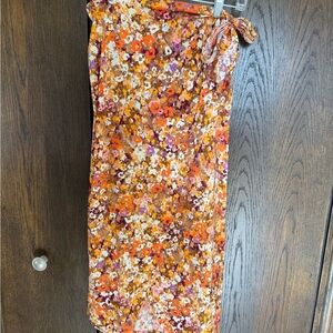 Pink Lily Orange Multi Floral Midi Skirt